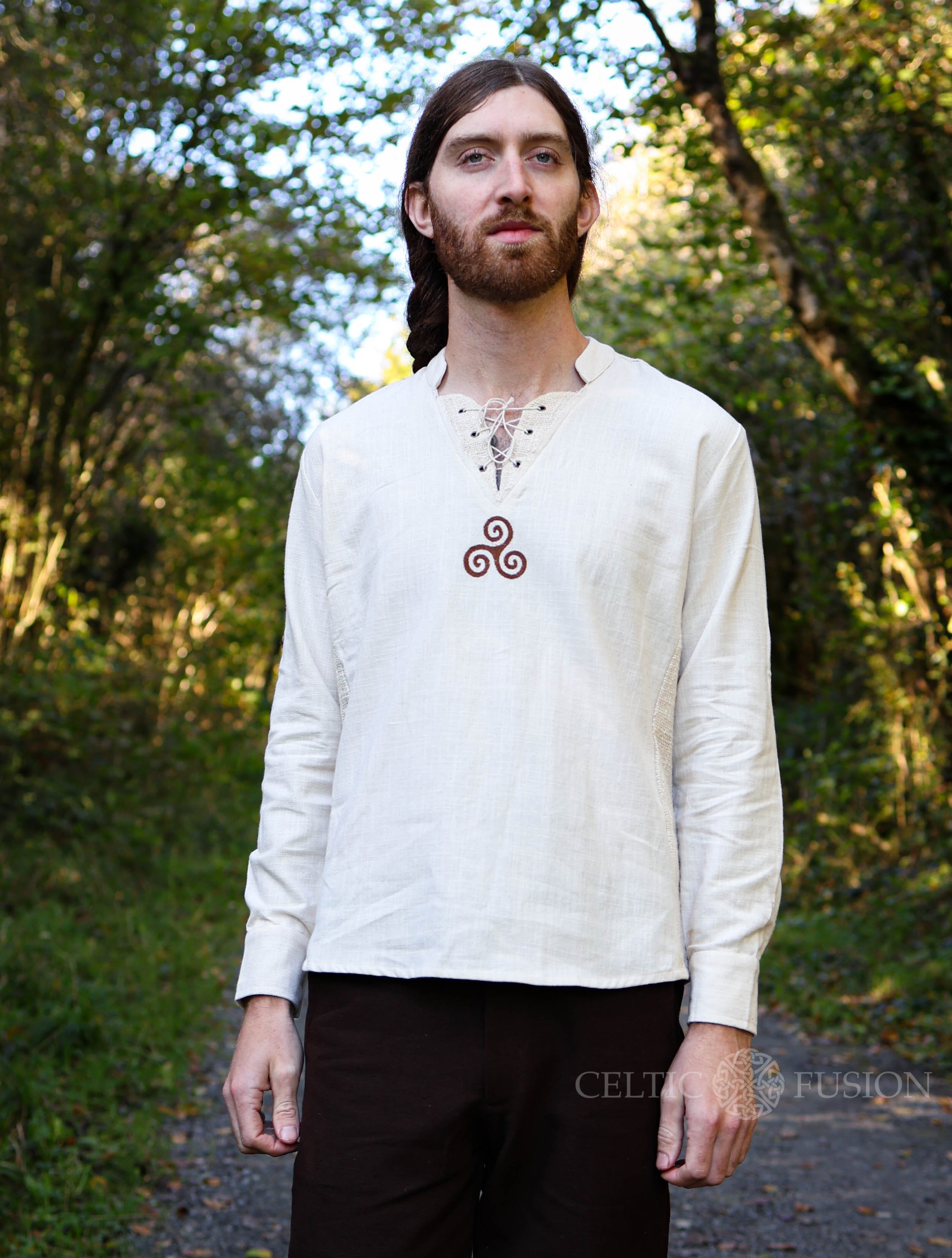 Celtic Triskele Flax Shirt — Celtic Fusion ~ Folklore Clothing