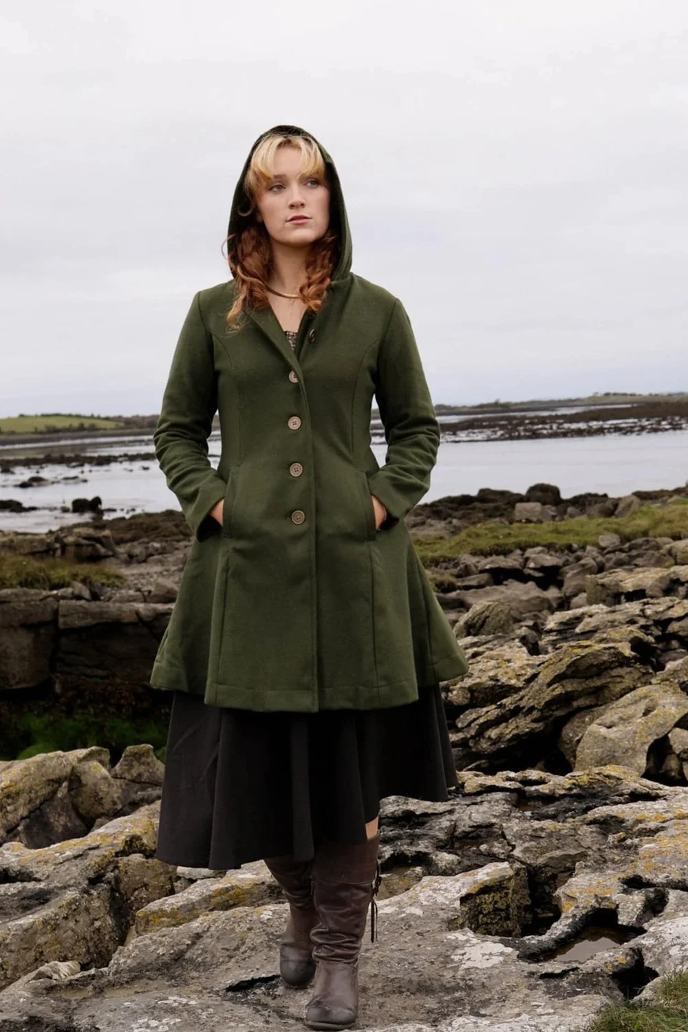 Wool Coat Warm Ladies Winter Coats Women's Winter Wool Dress Coat Double  Breasted Pea Coat Long