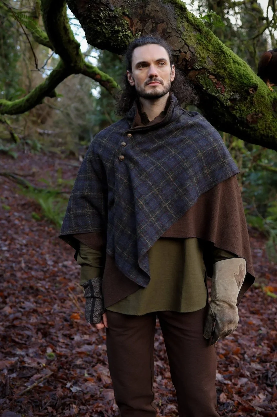 Blue Tartan Poncho Cape