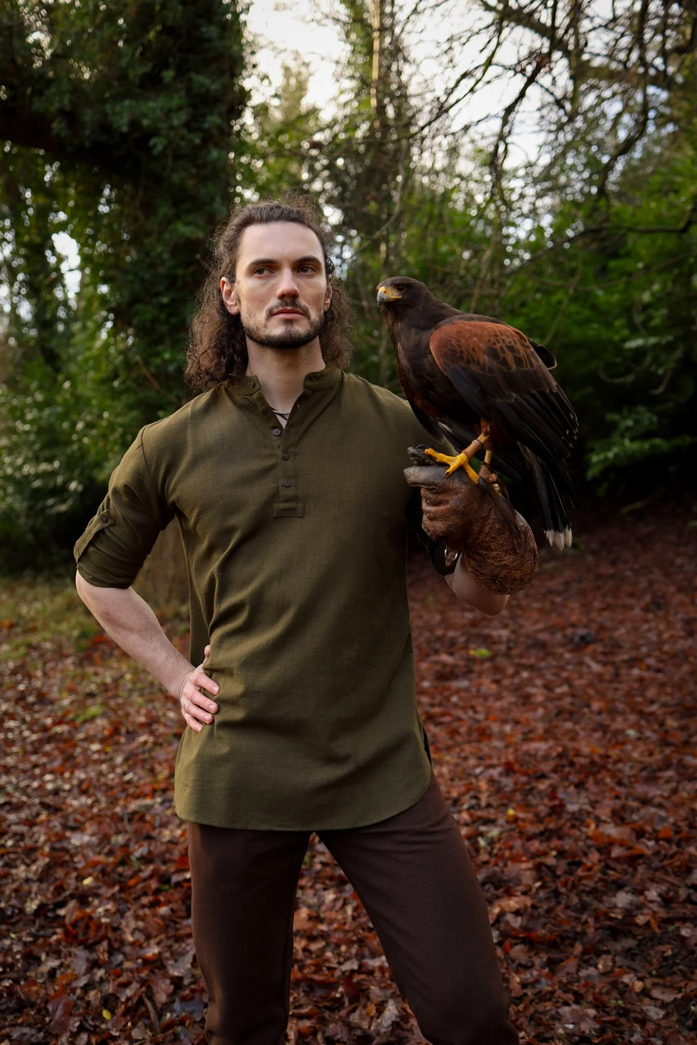 Experience rustic elegance with our Grandfather collar shirt, a heavy cotton men's quarter button shirt, perfect as a breathable men’s collarless shirt in green and other classic colours.