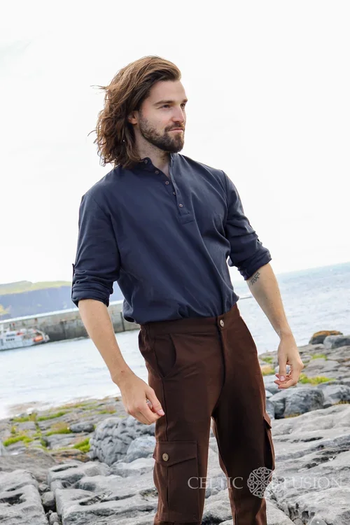 Men's grandad shirts, collarless dress shirts for men, men's collarless shirt, men's irish clothing, Irish grandfather shirt, collarless shirts for men