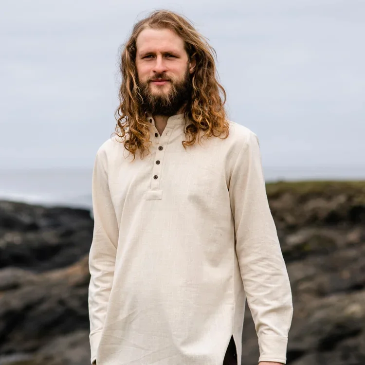 Men's grandad shirts, collarless dress shirts for men, men's collarless shirt, men's irish clothing, Irish grandfather shirt, collarless shirts for men