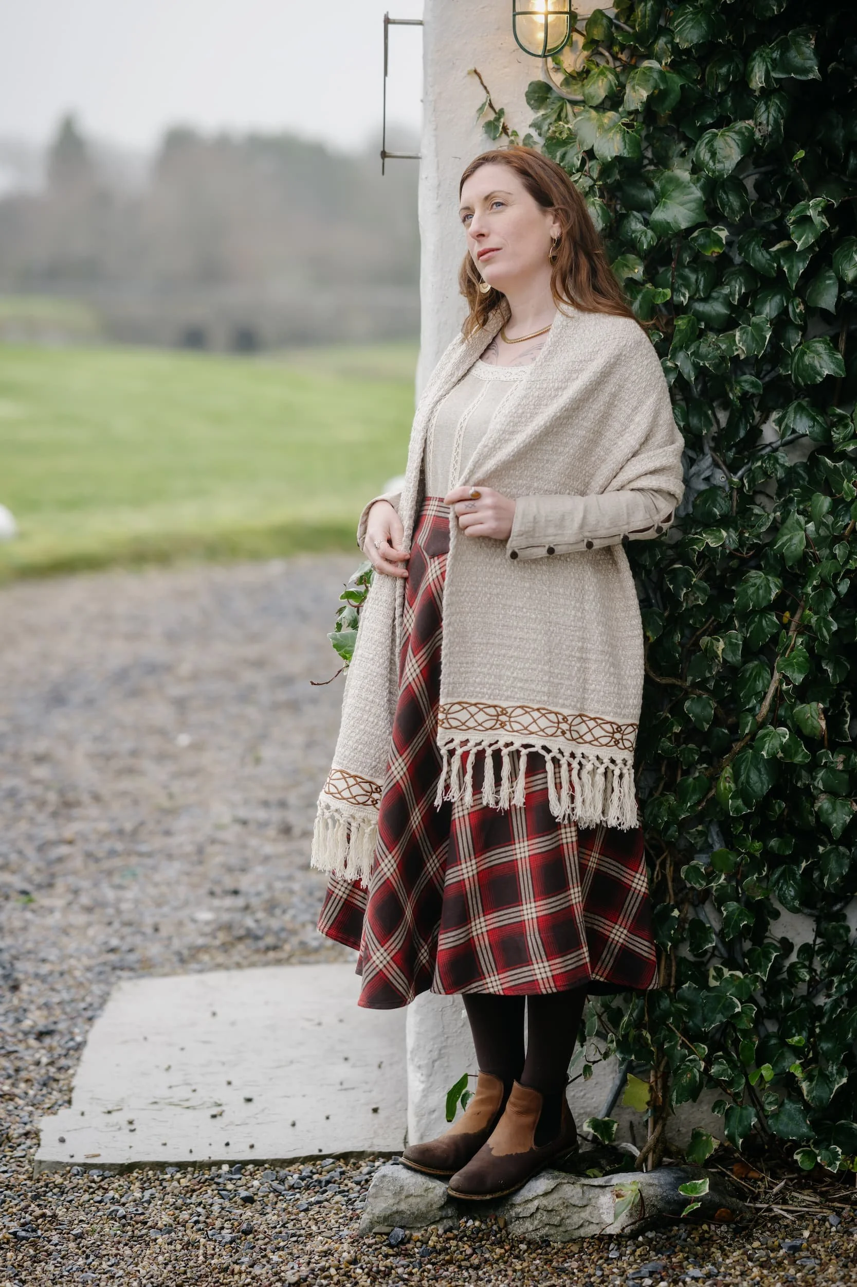 Discover our Celtic Embroidered woven cotton shawl by Celtic Fusion, an Irish designer embroidered shawl with a Celtic knot design, perfect as a festival shawl or wedding shawl. (Copy)