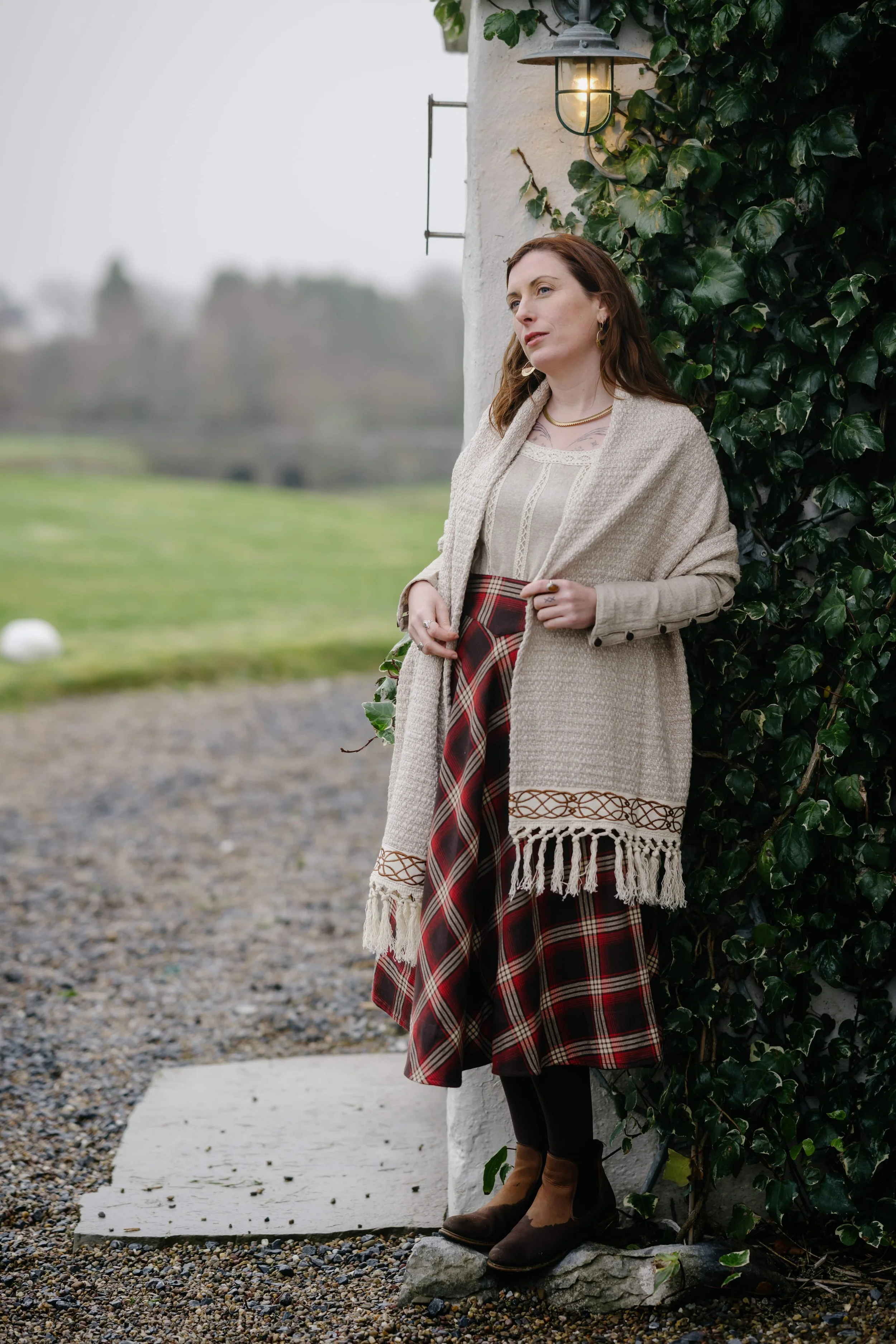 Discover our Celtic Embroidered woven cotton shawl by Celtic Fusion, an Irish designer embroidered shawl with a Celtic knot design, perfect as a festival shawl or wedding shawl. (Copy)