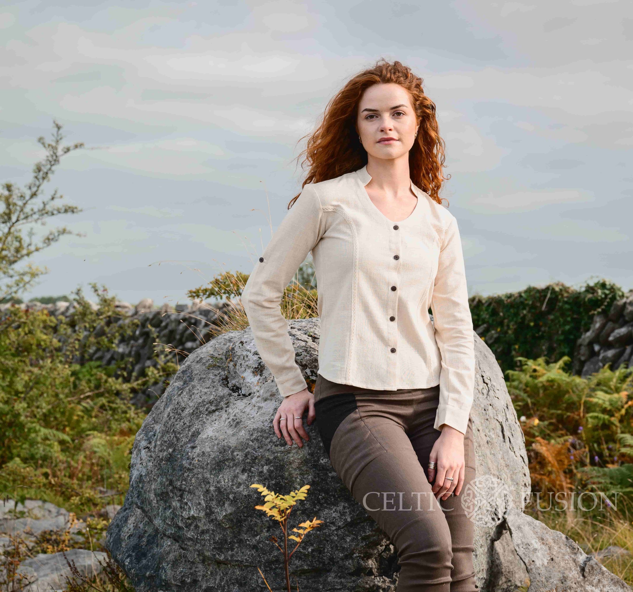 Natural Fiber Clothing, Flax Clothes For Women, Flax Linen Shirts, Flax Linen Tops, Well Suited Blouse, Pagan Clothing, Organic Cotton Tops, Flax Blouse, Classic Blouse Design, Folk Style Clothing