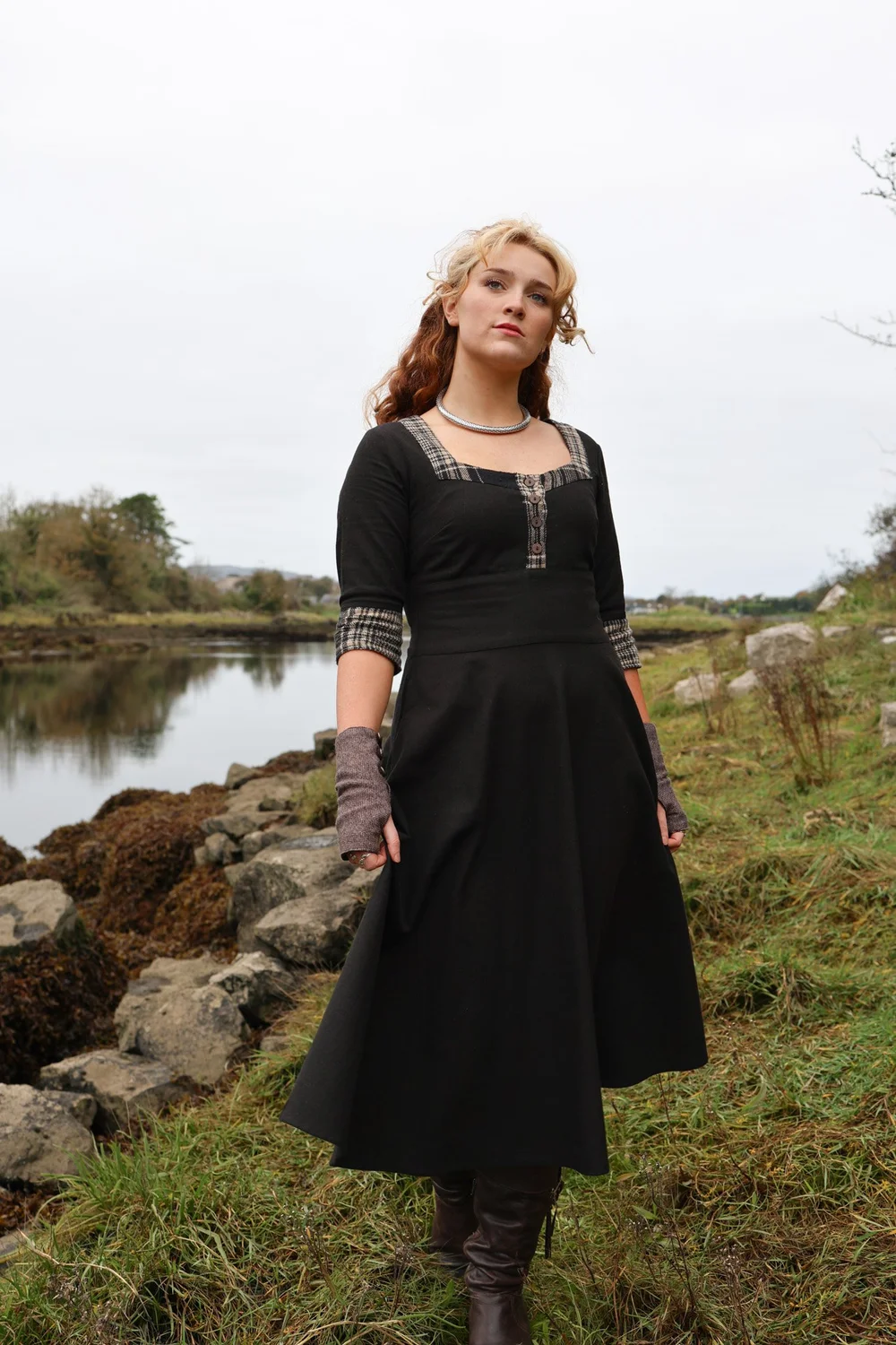 Gothic Corset Dress Black Dress with Pockets — Celtic Fusion