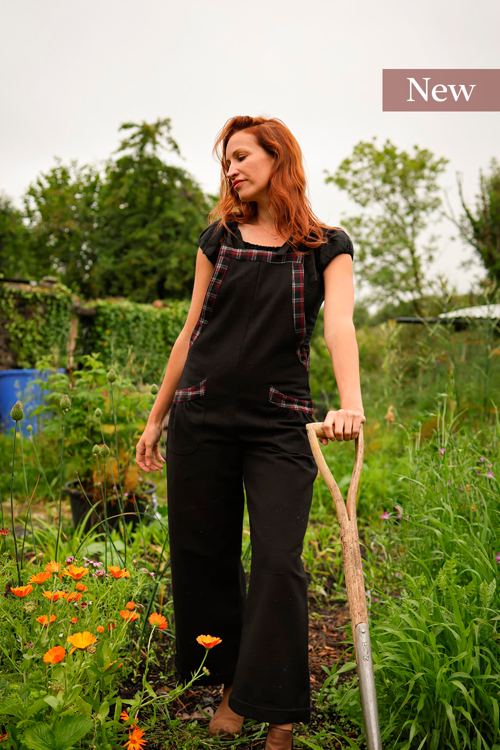 Embrace folklore fashion with our Meadow Black Dungarees, a breathable black jumpsuit made from natural cotton and detailed with tweed trims, the perfect cotton overalls for everyday layering