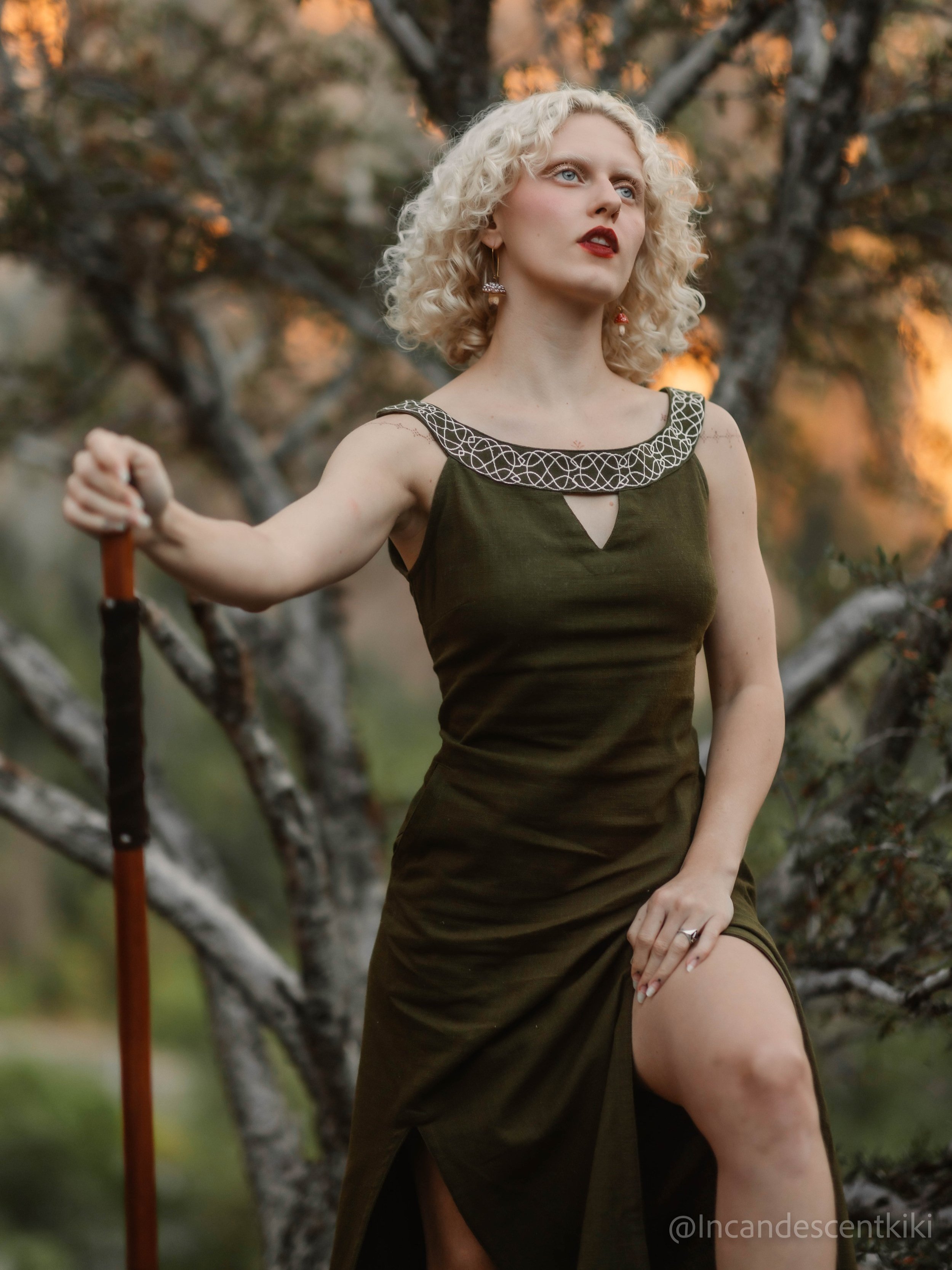 Explore our collection of Women's Dresses Green, including our Olive Green Celtic Dress with intricate Celtic embroidery. Our Celtic clothes features dresses with pockets.