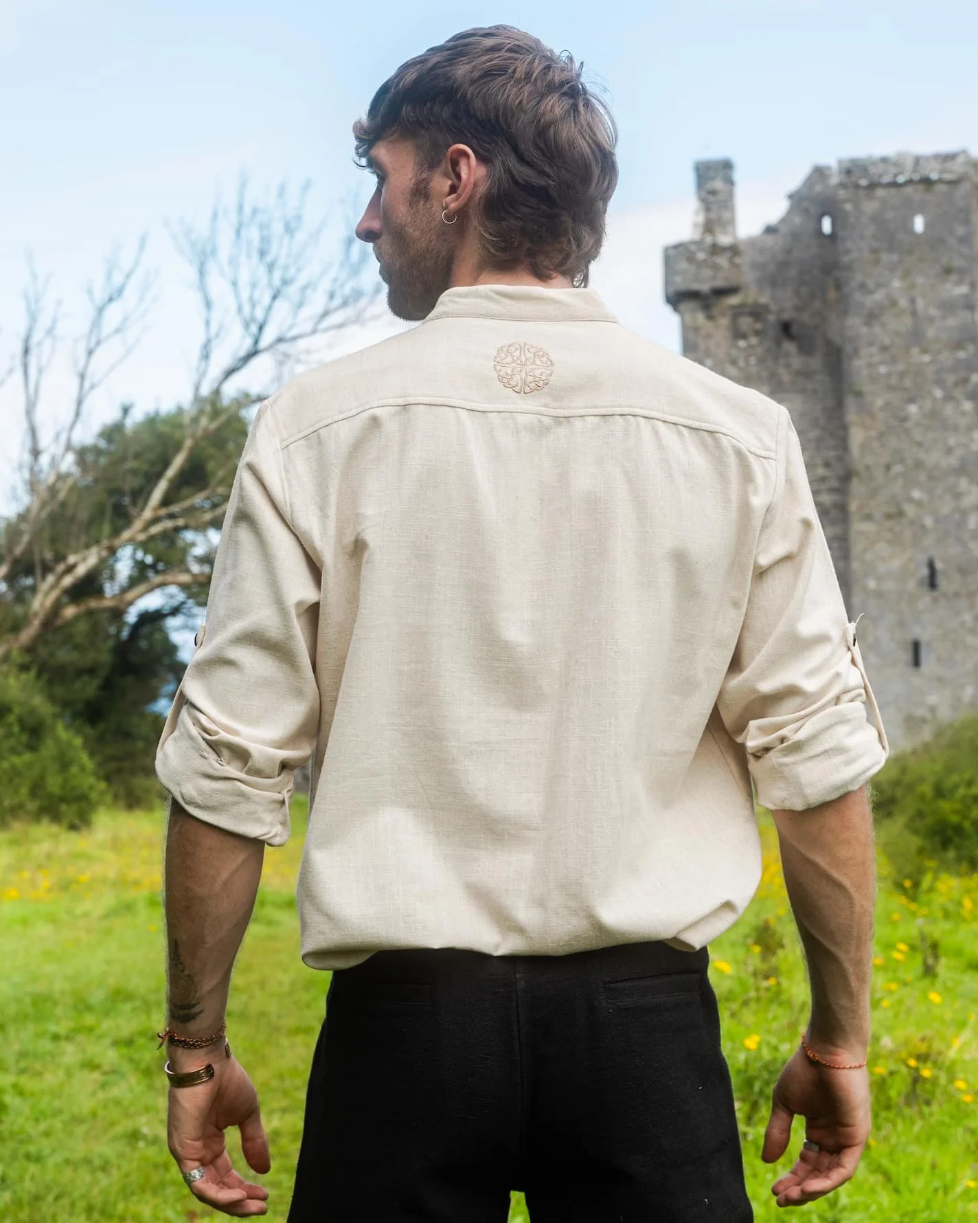 Celtic style, viking tunic, collarless shirt, viking tunic, celtic shield symbol, celtic outfit, celtic shirts, Mens viking wedding clothes, Irish celtic clothing, Celtic Outfit, Celtic clothing