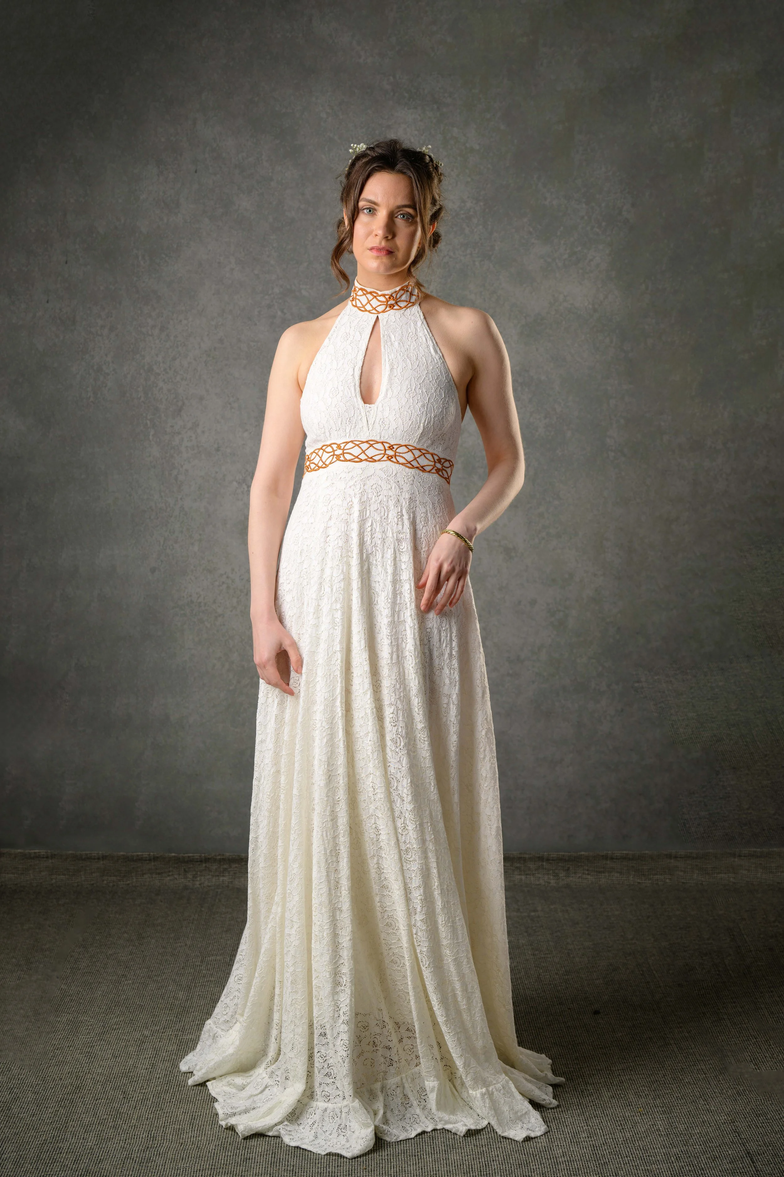 Halter designer wedding dress, Lace backless Wedding dress.jpg