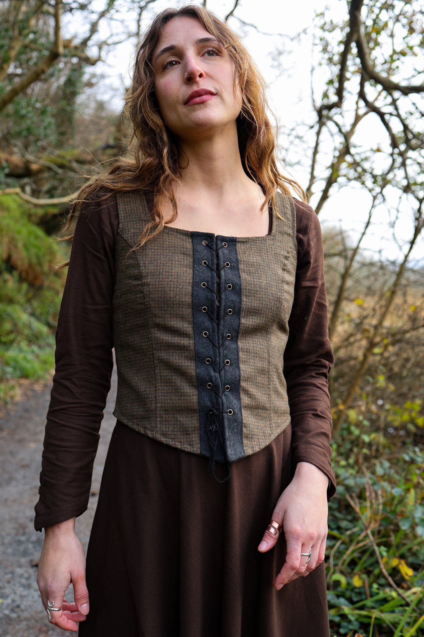 Bodice, tweed bodice, Brown Bodice, Renfair bodice, medieval bodice, renaissance bodice, outlander bodice, celtic bodice, cottagecore bodice