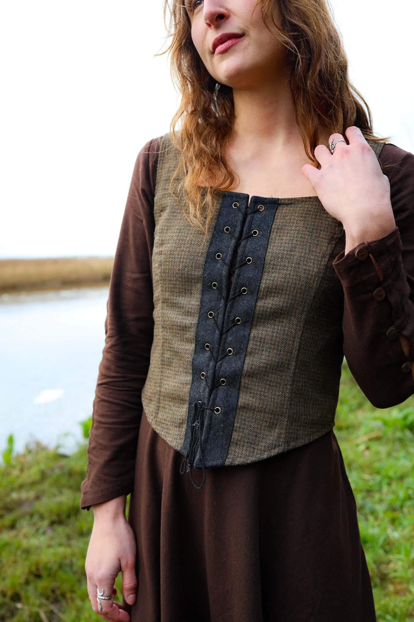 Bodice, tweed bodice, Brown Bodice, Renfair bodice, medieval bodice, renaissance bodice, outlander bodice, celtic bodice, cottagecore bodice
