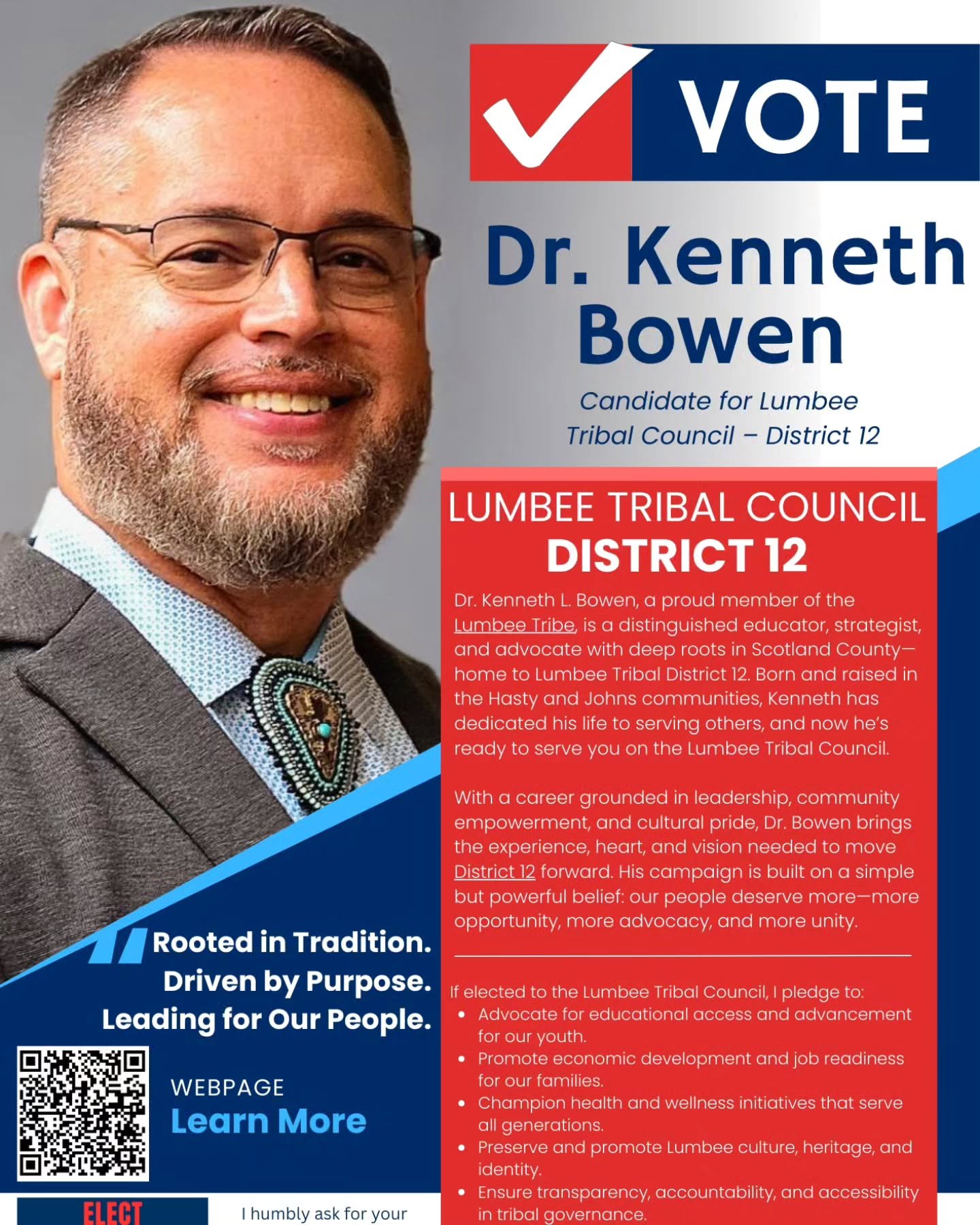 📣 Today, I officially announce my candidacy for Lumbee Tribal Council – District 12.
This moment means so much to me. I chose today because it would have been my grandfather Albert Locklear’s birthday 🎂.
Although he passed in 2006, hi