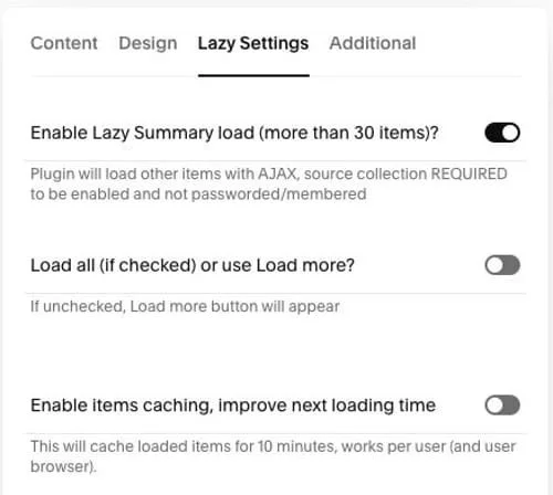 Lazy Load Summaries Block