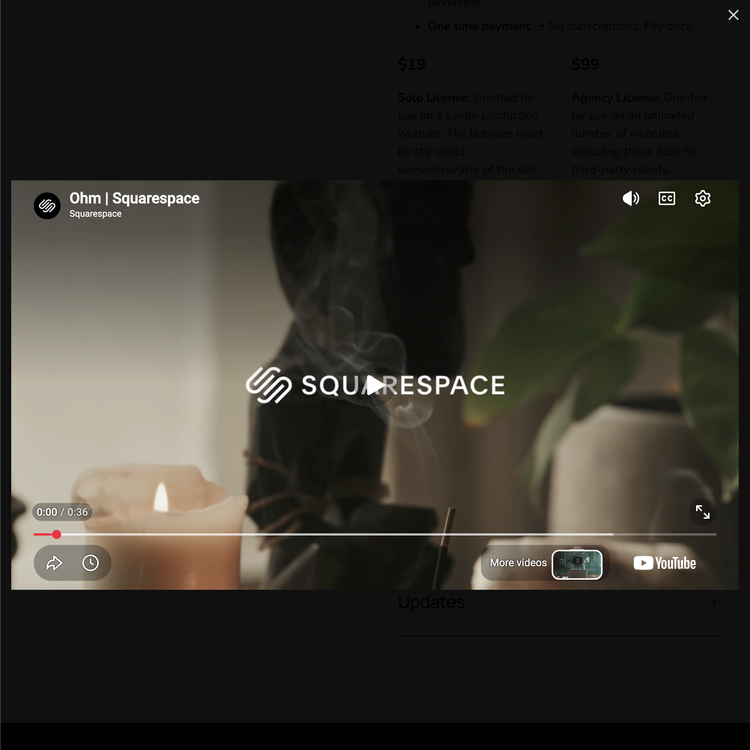 Squarespace Video Lightbox Plugin