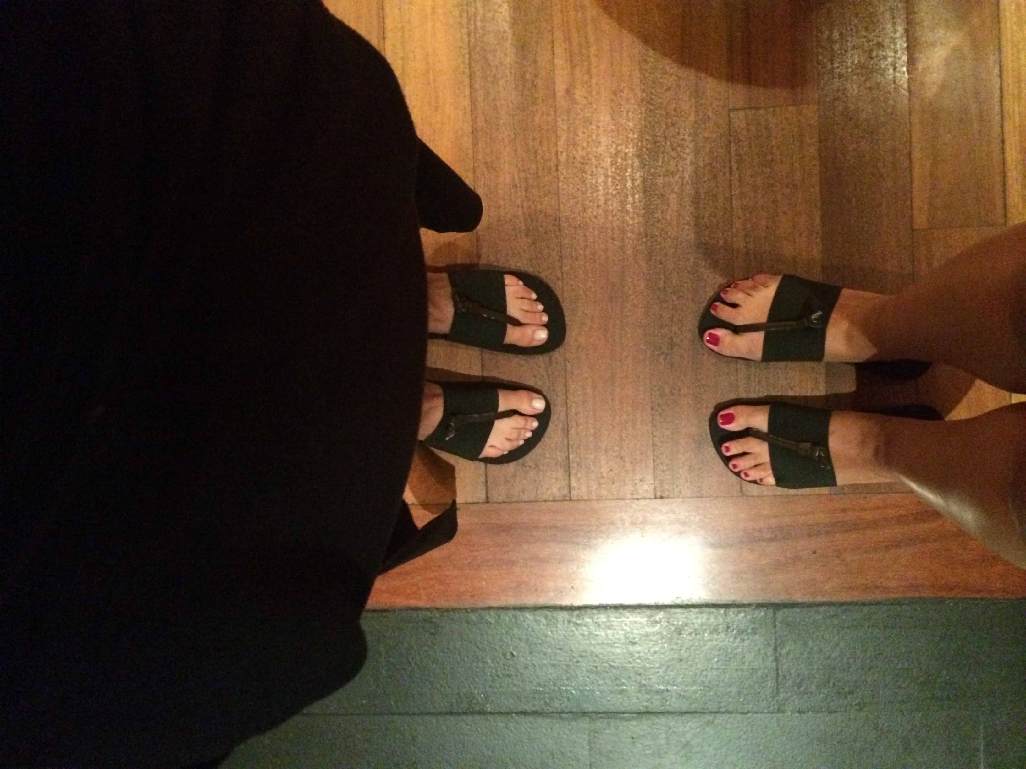 The sandals we got to keep. Too bad they were too big on Janine's tiny feet. 