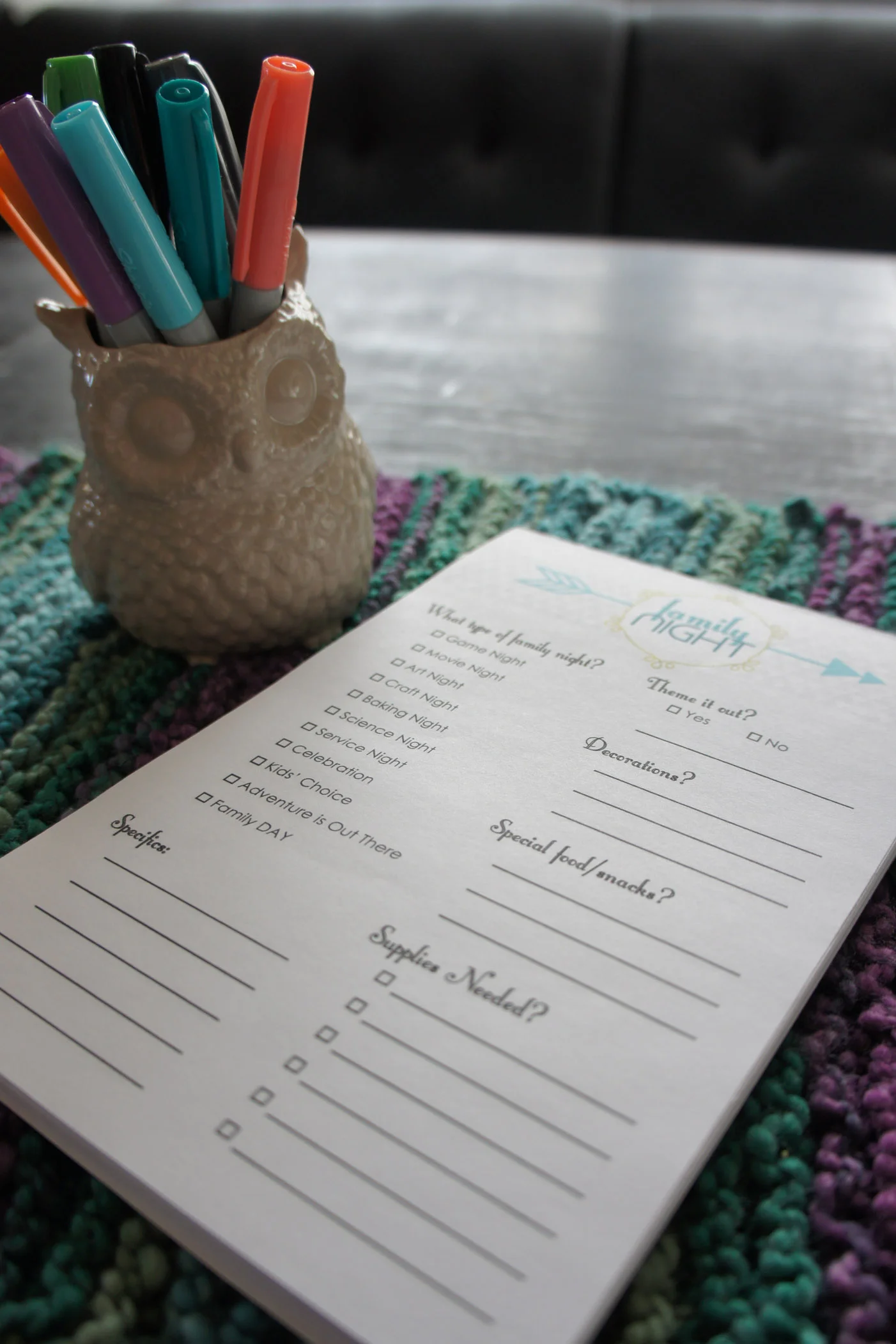 Family Night Planning Sheet