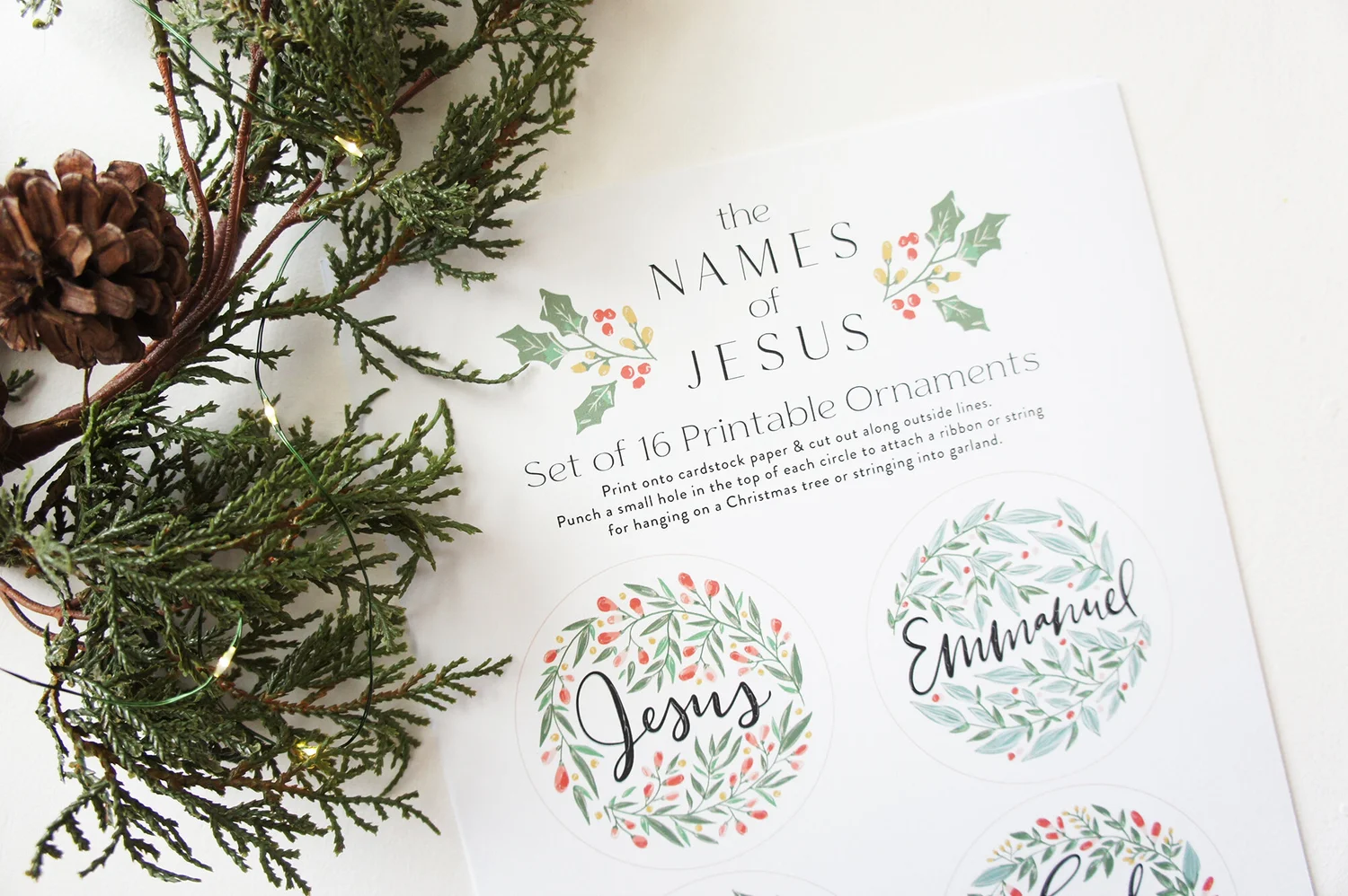 the names of jesus printable ornaments — little house studio