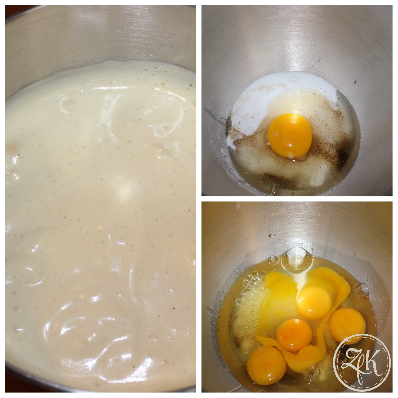 Eier und Zucker sorgfältig verrühren und schaumig schlagen.