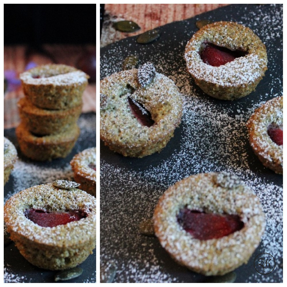 Friands aus Kürbiskernen und Pflaumen