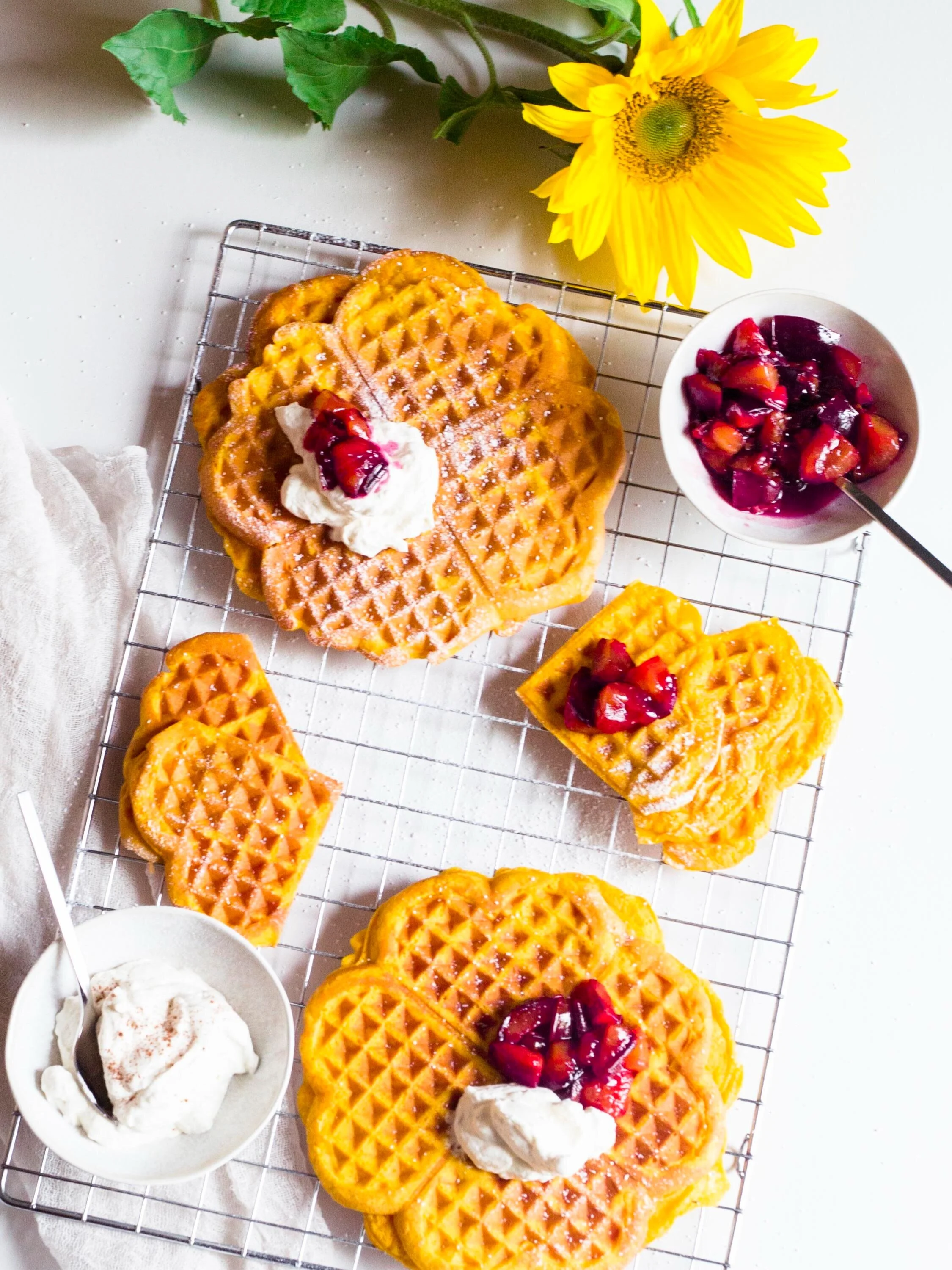 Kürbis Waffel {Hokkaido | Buttermilch | Vanille | Zwetschgen}