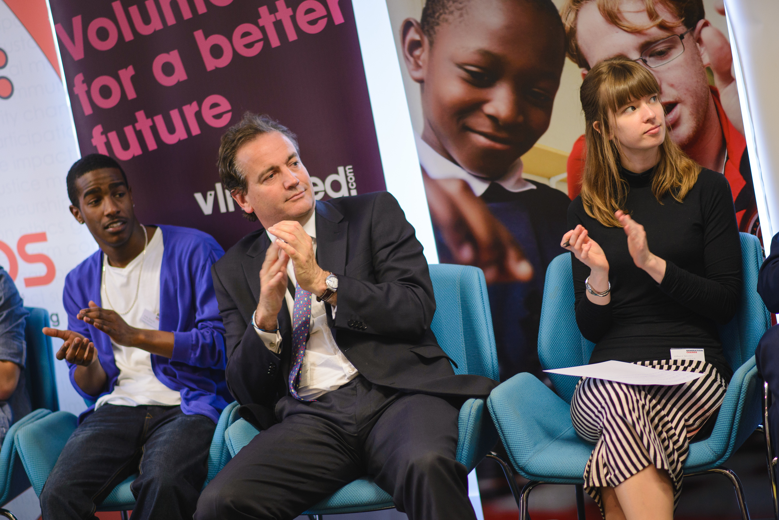 Left to right; Joel Davis (Tutors united), Nick Hurd (Minister Civil Society), Nancy Bailey (Cabinet office).