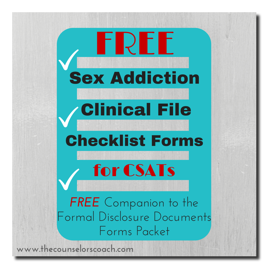 FREE Sex Addiction Clinical File Checklist Forms