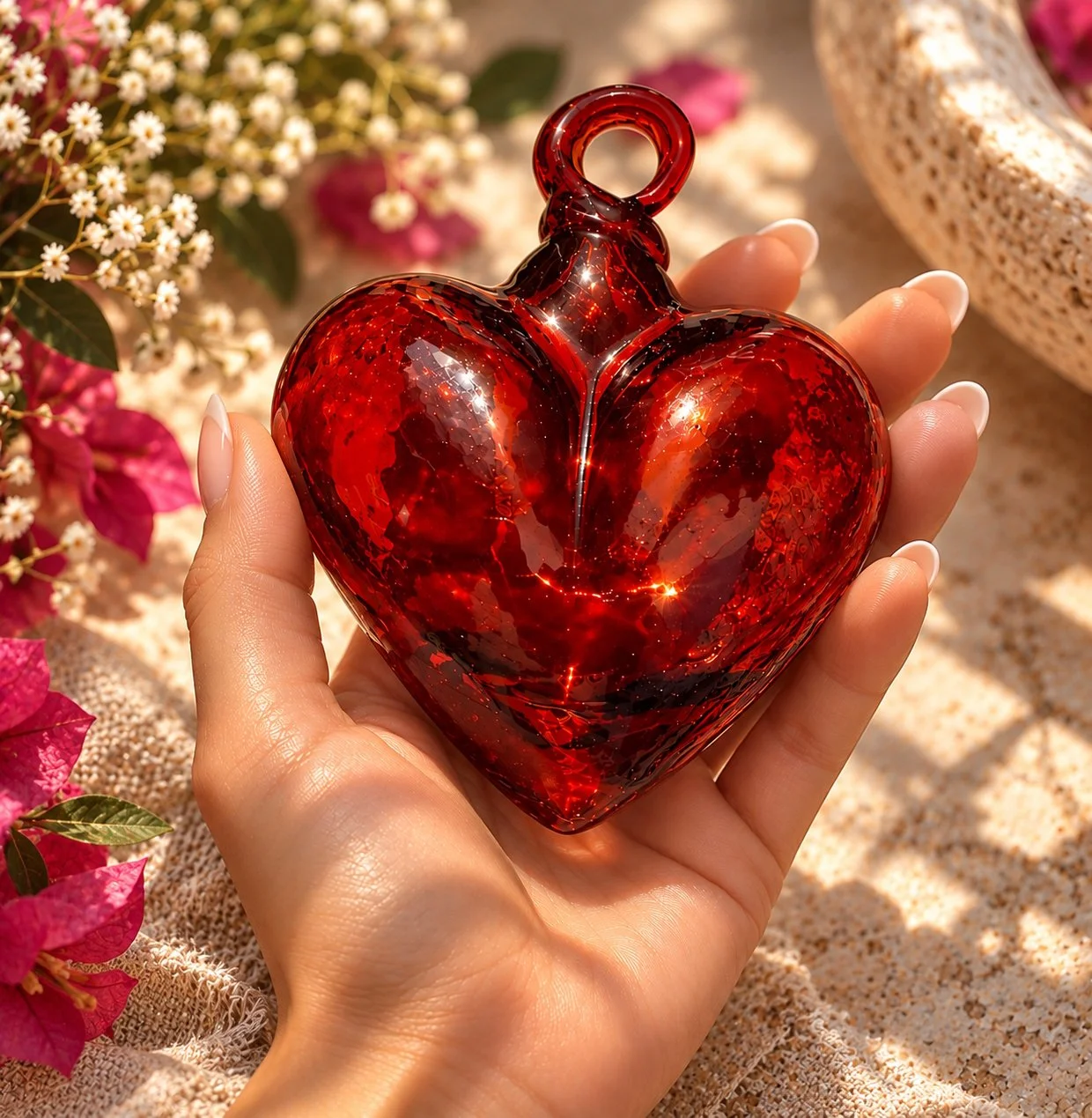 Medium Glass Hearts   Set of 6 - 5