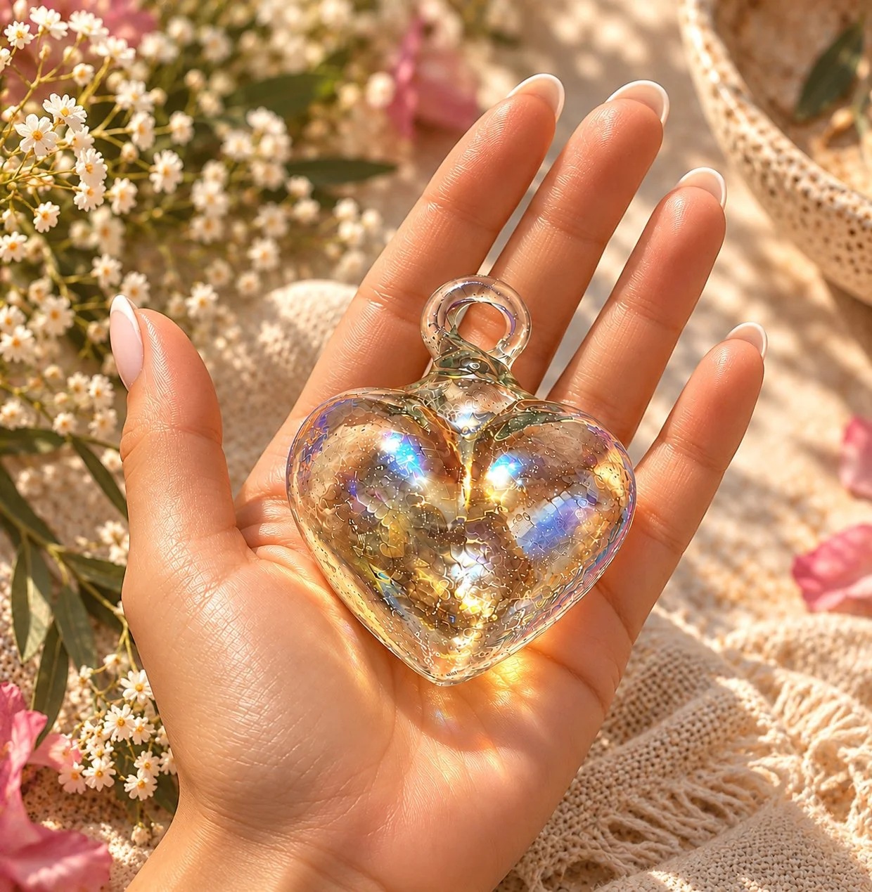 Small Glass Hearts  Set of 9 - 3