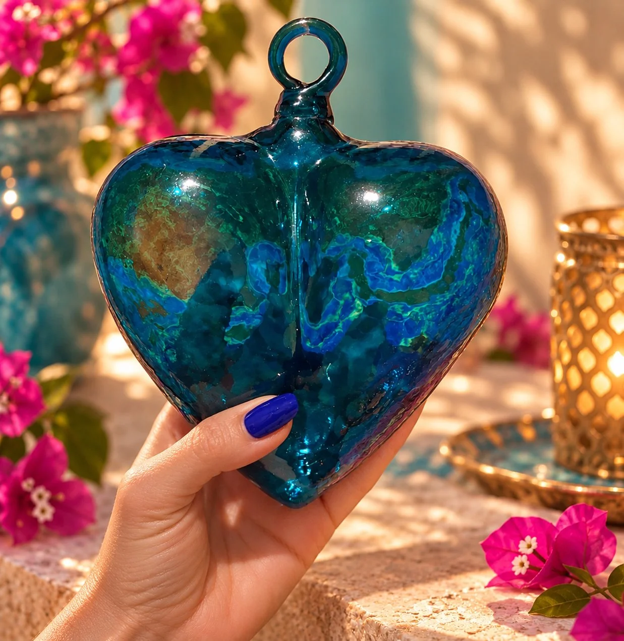 Large Glass Hearts  Set of 3 - 7