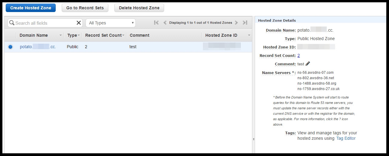 Example of a DNS record in Amazons Route53