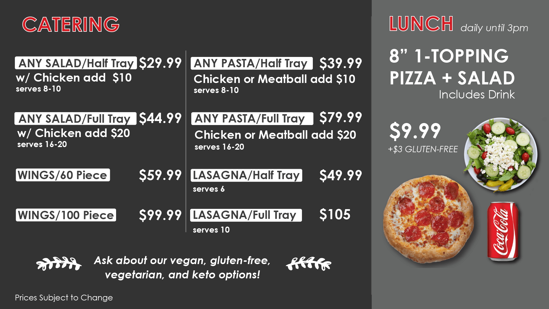 Pepperoni's Menu — Pepperoni's Fresh pizzas, wings, & salads. Vegan & glutenfree options.