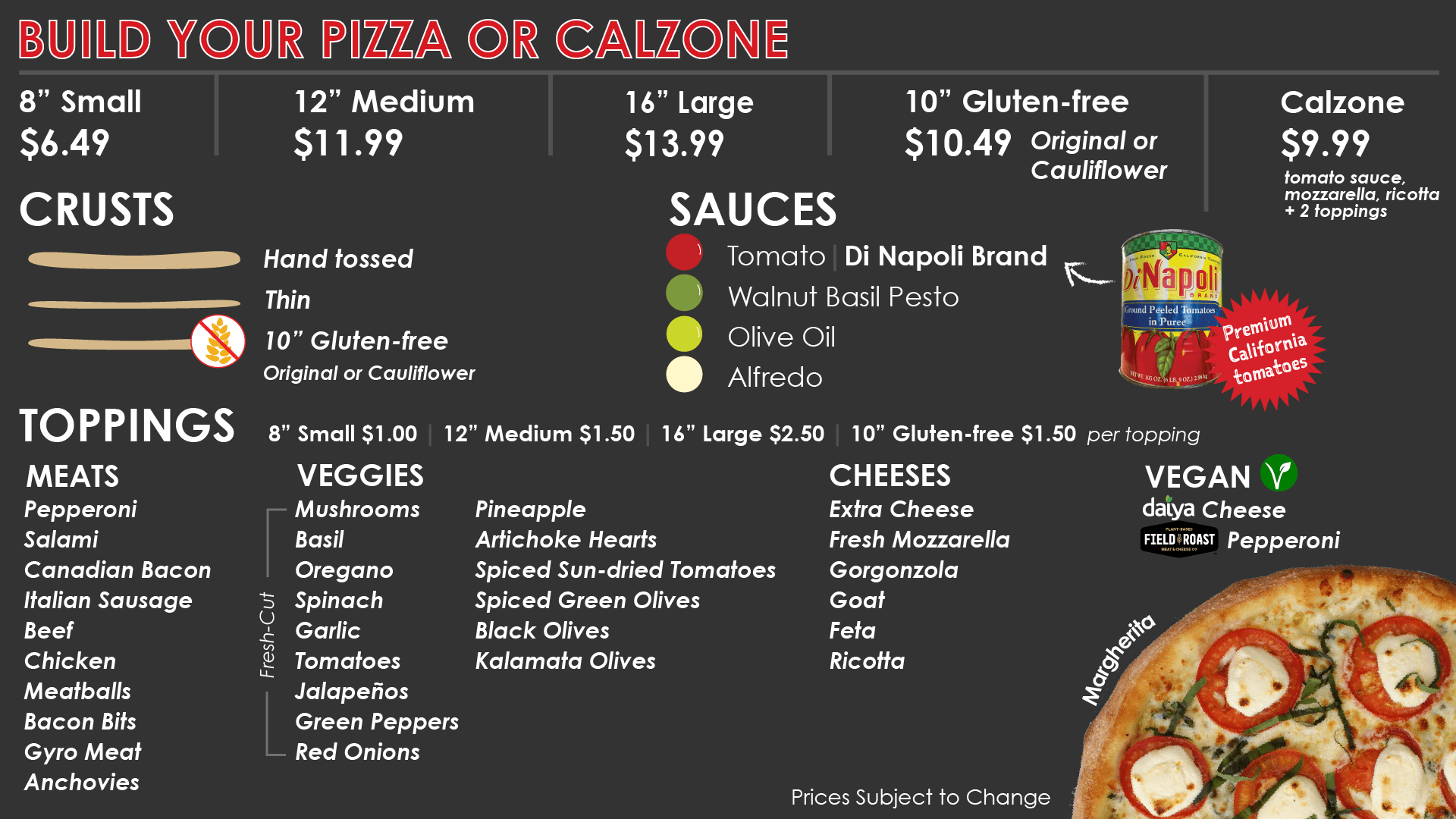 Pepperoni's Menu — Pepperoni's Fresh pizzas, wings, & salads. Vegan