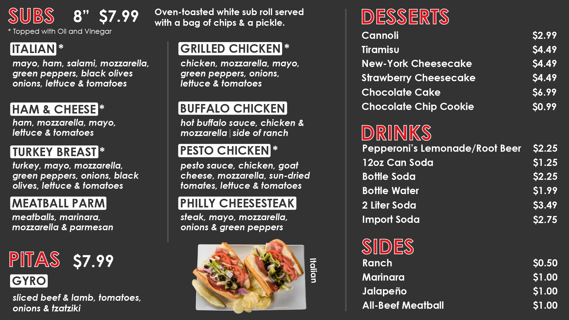 Pepperoni's Menu — Pepperoni's Fresh pizzas, wings, & salads. Vegan