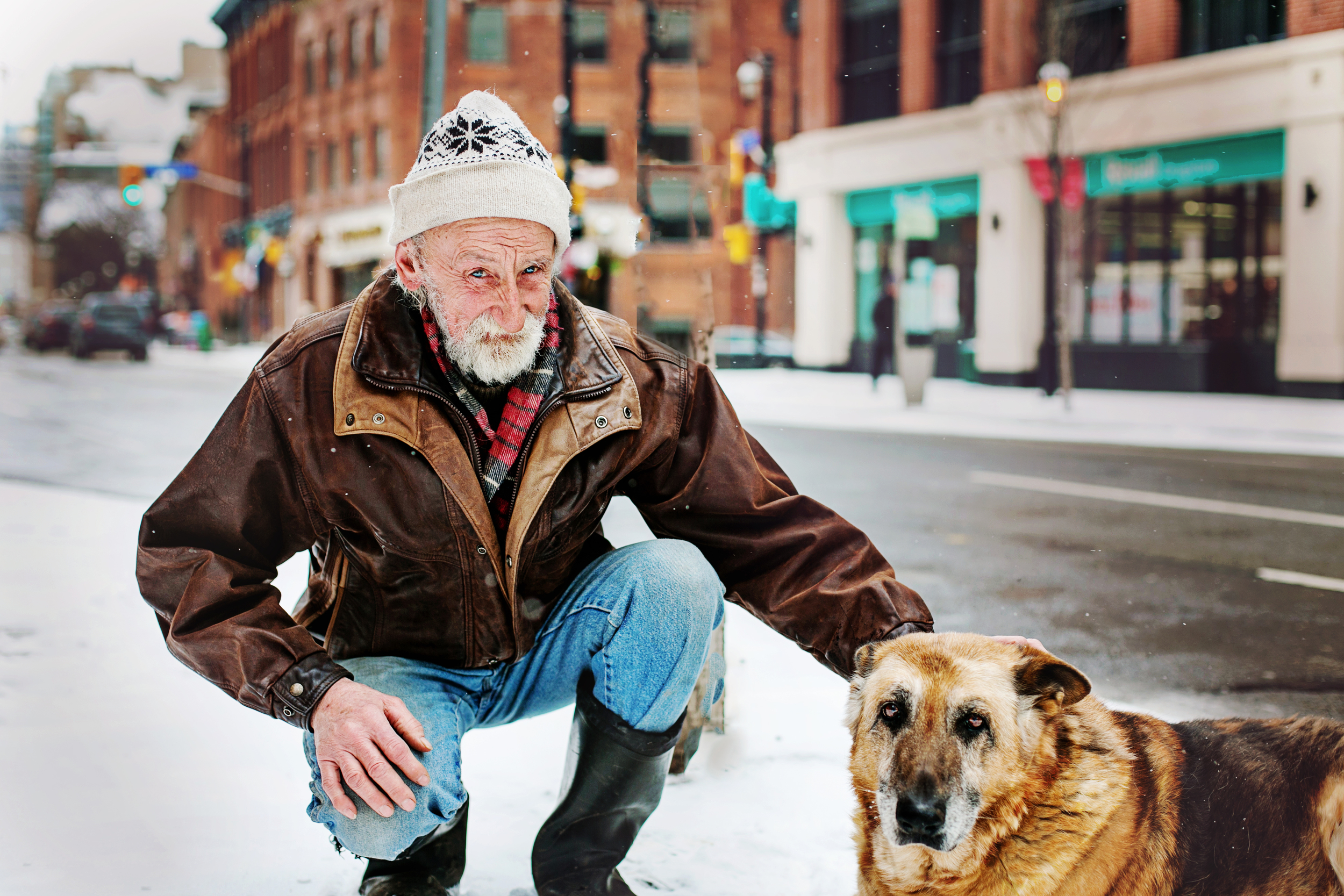 Country Man with his Dog