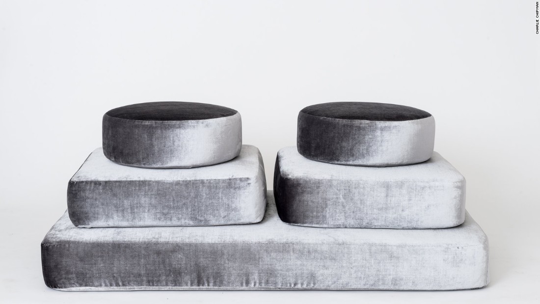 Another Human’s “Stacking” ottomans at Sight Unseen Offsite inspired by meditation stones