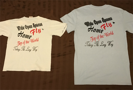 Jerry's custom shirts in 2006 (left) and recreated in 2016