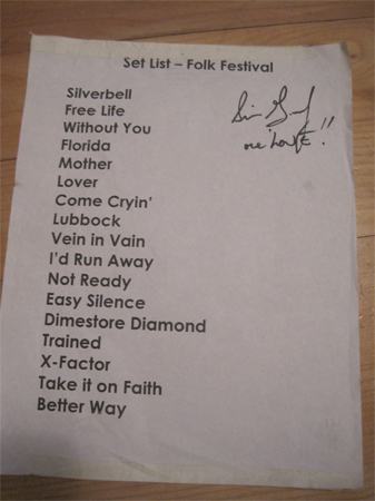 Natalie's setlist from VFMF