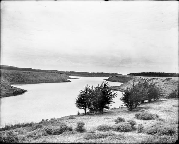  Lake Merced looking west, 1910c. Image from original glass negative. Willard Worden photographer.&nbsp; 
