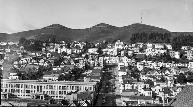  Twin Peaks from Dolores Heights, 1953. Image from original acetate negative. 