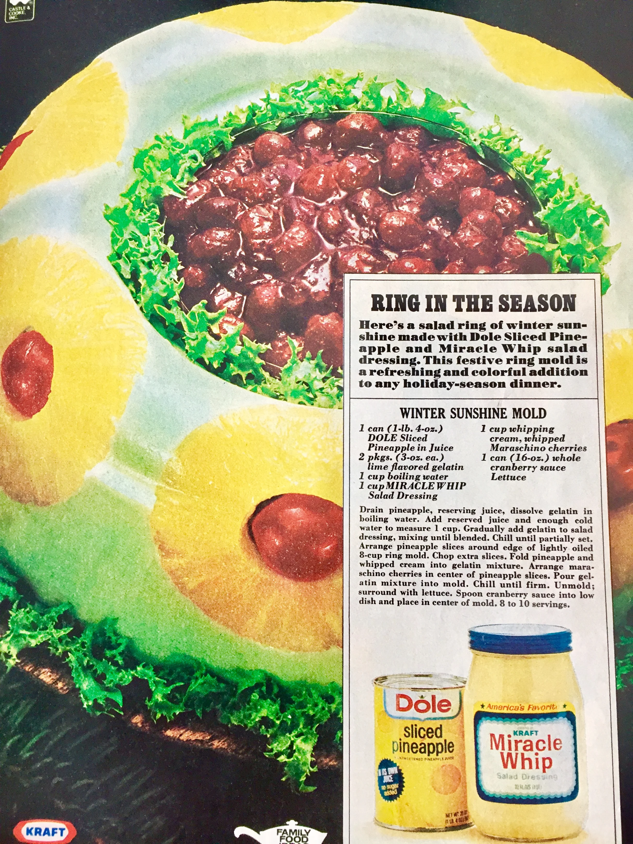 BLOG BONUS: Here's a nostalgic 1970's recipe for you. (Now days we just don't use enough "molds" in our "salads.")