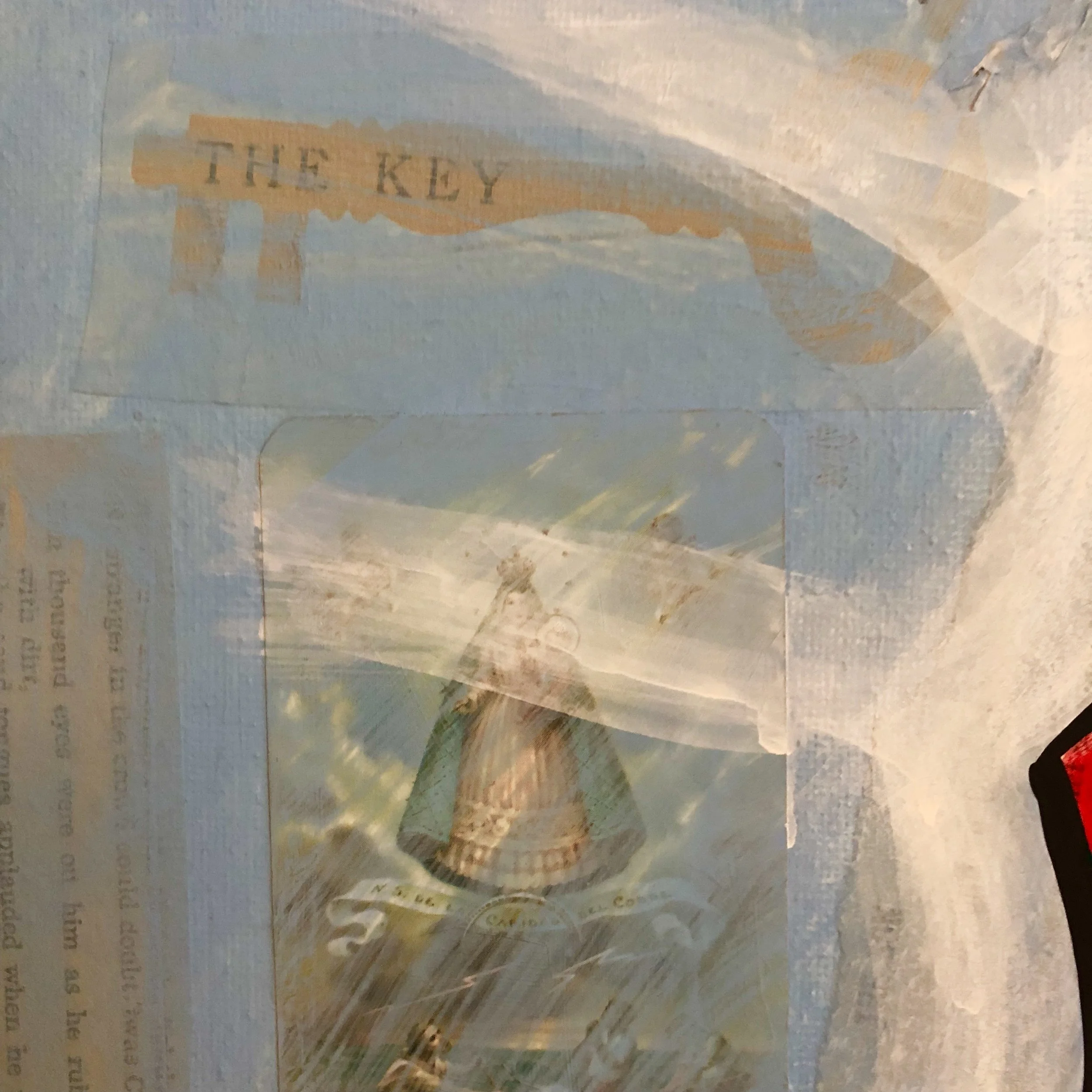 Detail of Nuestra Señora de Guadalupe “Our Lady of Guadalupe” mixed media, Beth Dougherty
