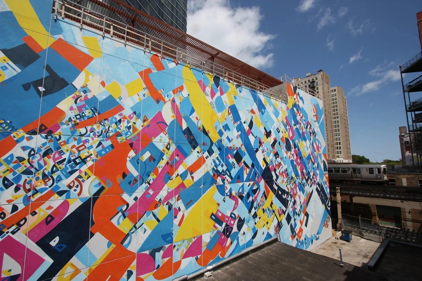 1001 south state chicago high rise facade transit infrastructure public abstract painting art