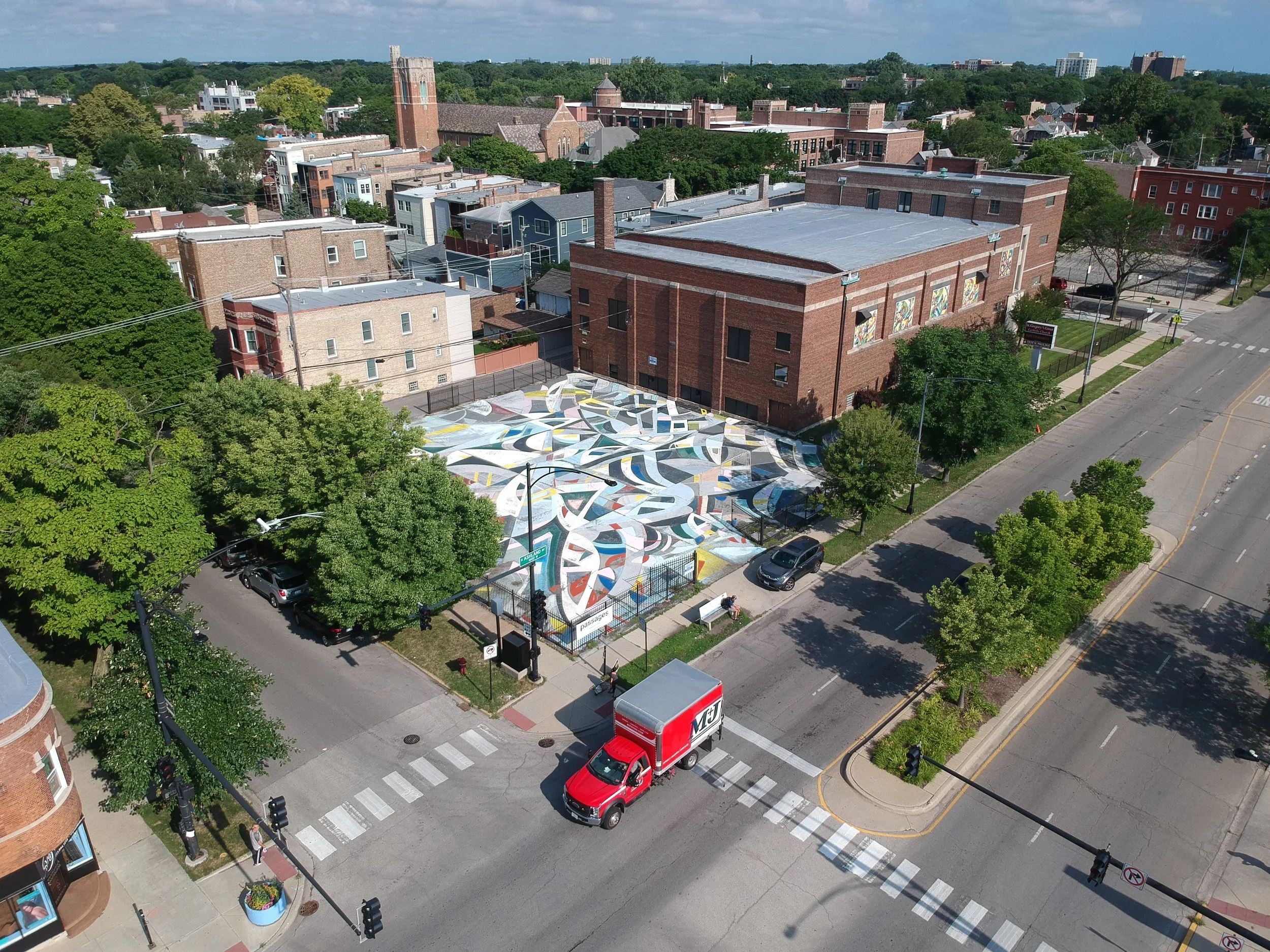 Andersonville monumental ground painting St. Gregory community abstract painting