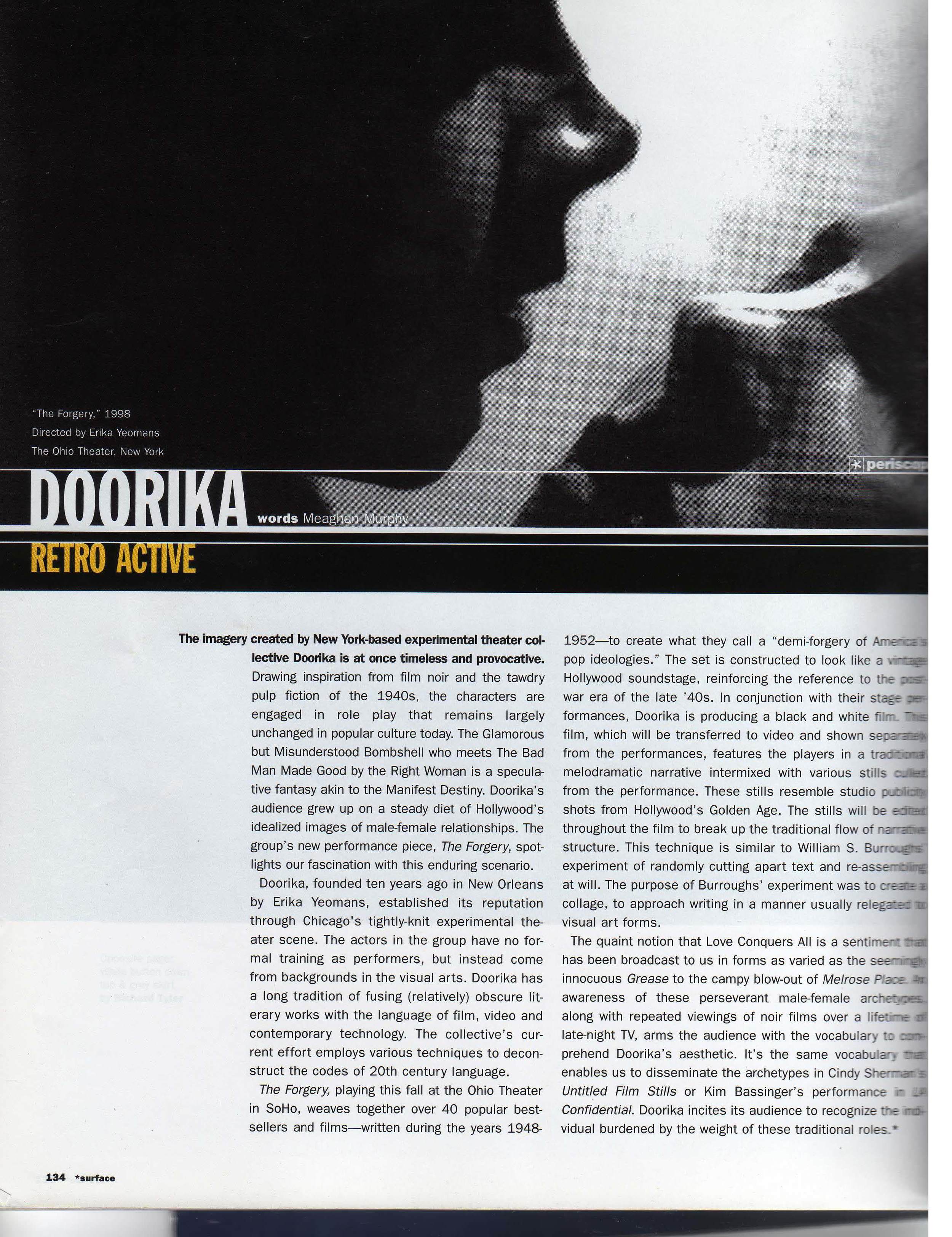 The Forgery, Surface Magazine 1998