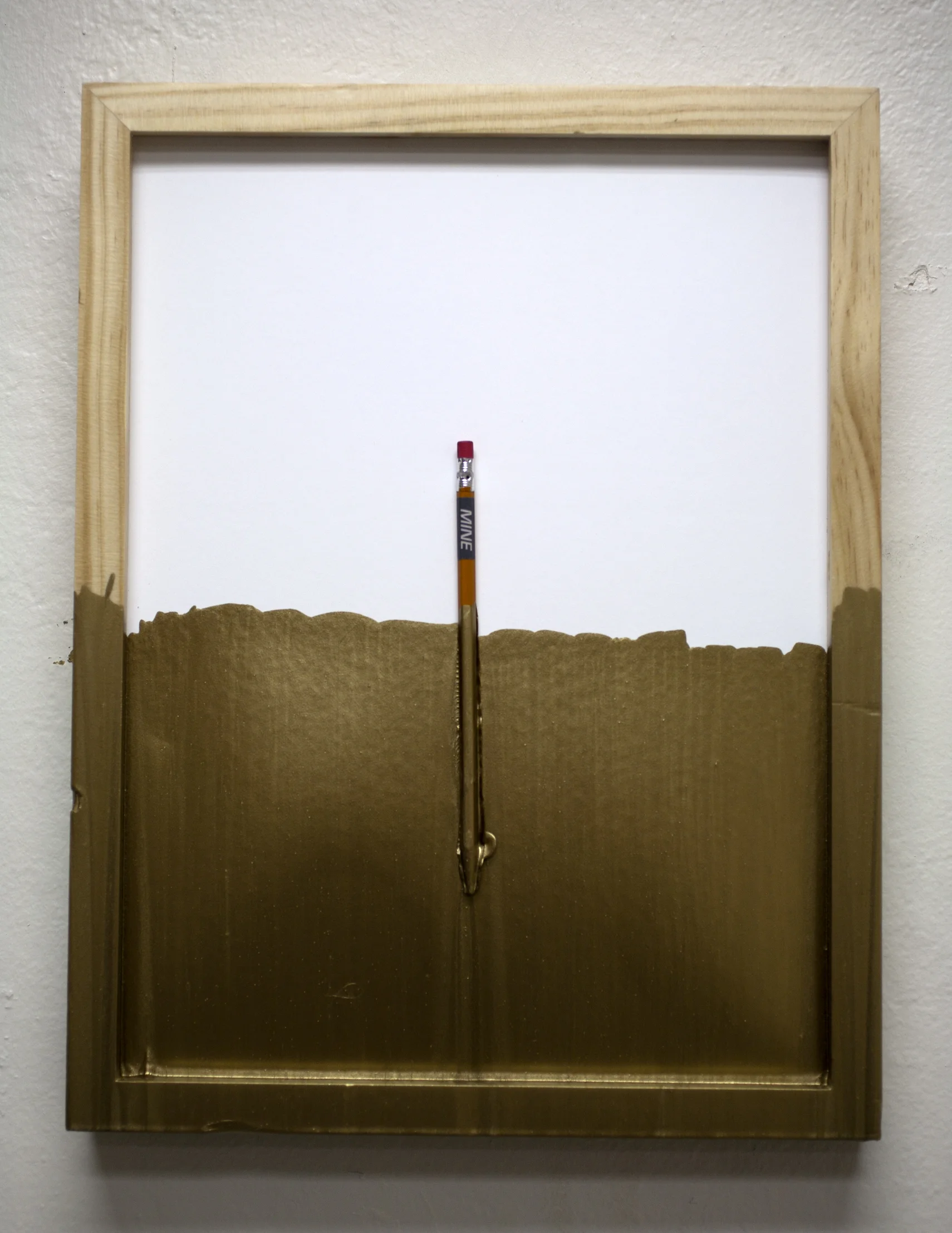 #mine #holidayintheunitedstates2016 series #2 pencil, label, mat board, and gold metalic paint 12”x16” 2017
