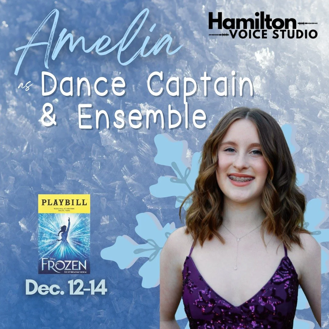 I'm so proud to share that Amelia has been cast in her high schools production of Frozen! Amelia is the social glue that holds the studio community together, and I know she brings that energy and joy to her musical as well. It's been too fun to watch