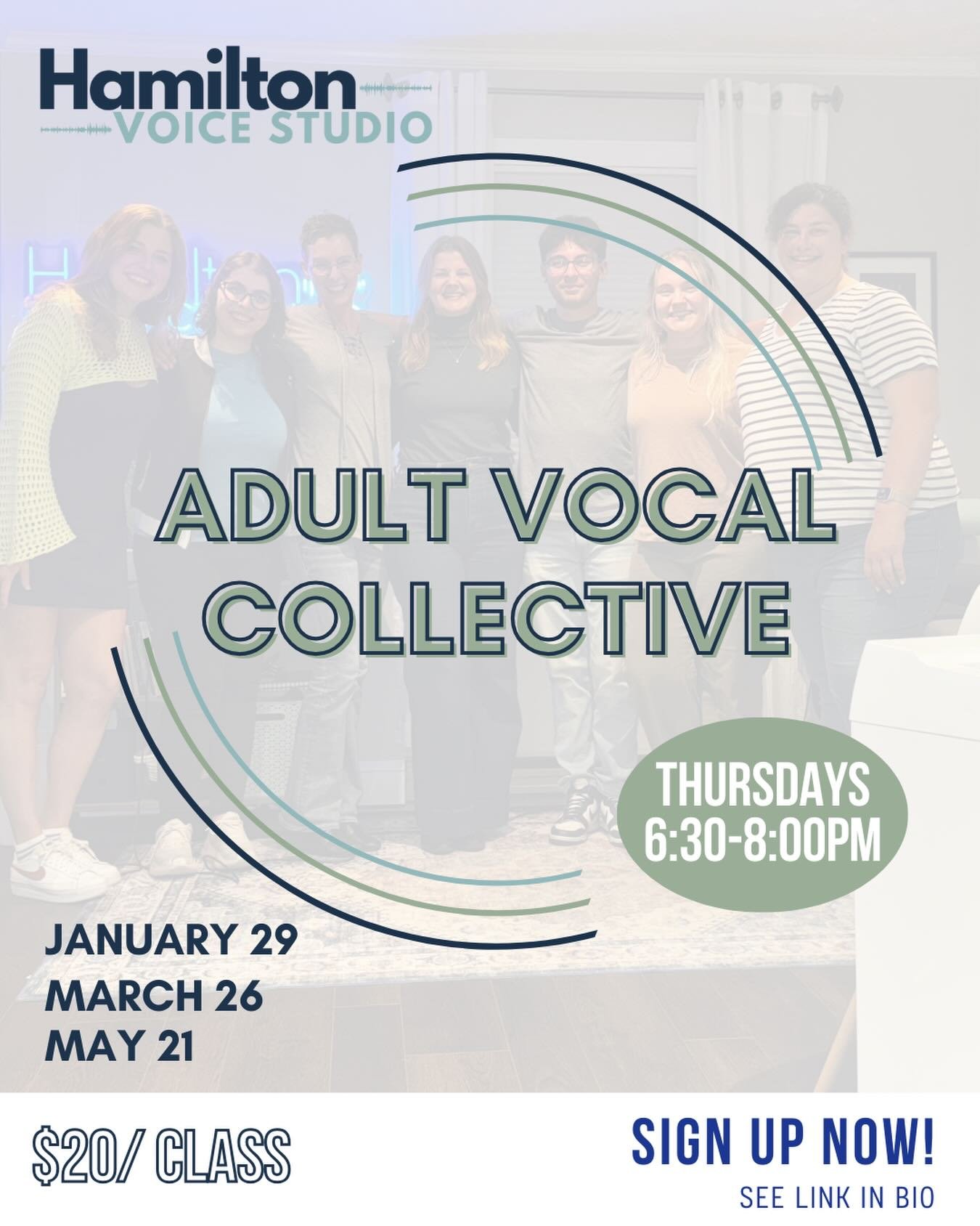 New year, new VoCo! If you&rsquo;re an adult who is curious about singing lessons, join us for this casual group class. 

Sign up for one class, or all three! Each class will vary depending on who joins us, so come prepared to sing a song you love an