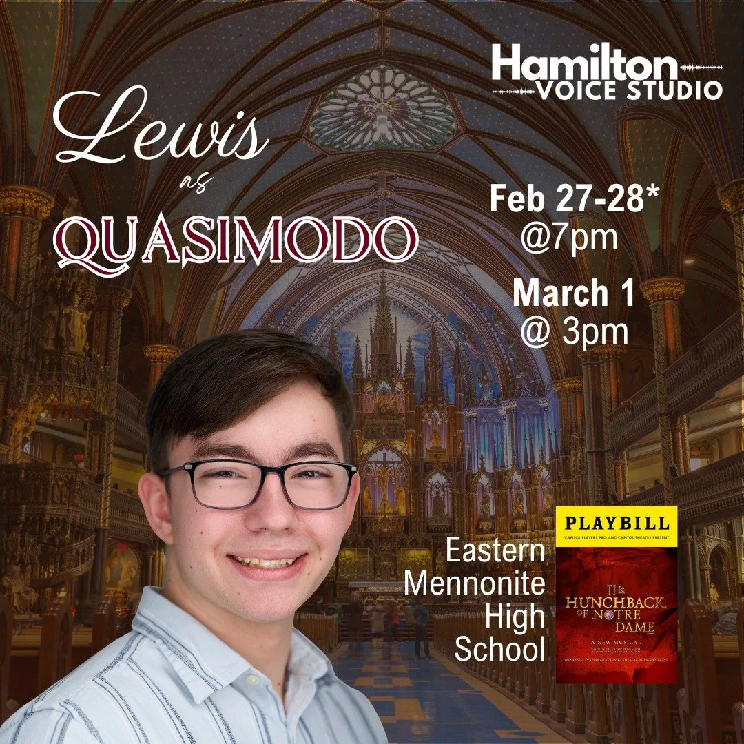 I cannot wait to see Lewis take the stage as Quasimodo! Lewis has worked extremely hard to get to this point, and I know he will take on this role with passion and dedication! He's double cast, so I'll be there on Saturday night to cheer him on.

I'm
